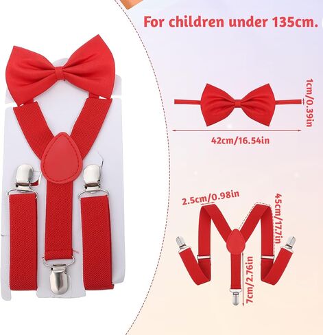 مجموعة واحدة من الحمالات الحمراء وربطة عنق للأطفال، حمالات أطفال حمراء قابلة للتعديل، مجموعة ربطات عنق للأطفال للأولاد والبنات، إكسسوارات الملابس، لحفلات أعياد الميلاد، والأداء الرسمي، وإكسسوارات الكريسماس in Kuwait