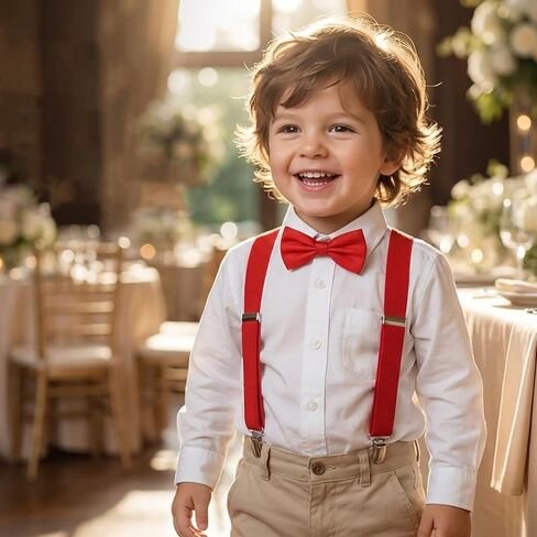 مجموعة واحدة من الحمالات الحمراء وربطة عنق للأطفال، حمالات أطفال حمراء قابلة للتعديل، مجموعة ربطات عنق للأطفال للأولاد والبنات، إكسسوارات الملابس، لحفلات أعياد الميلاد، والأداء الرسمي، وإكسسوارات الكريسماس in Kuwait