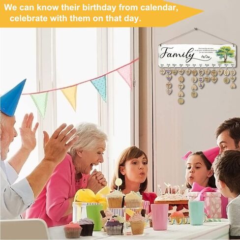 Birthday Gifts for Mom Grandma, Wooden Family Birthday Plaque Reminder Calendar Board Wall Hanging, Grandmother in Law Granny Present for Mothers Day Birthday Christmas Gift, FAMILY Sayings Pattern in Saudi Arabia