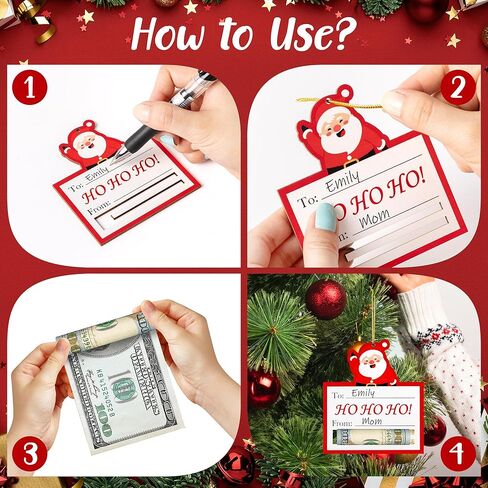 8 Pcs Christmas Money Holders for Cash Gift Funny Wooden Cash Holders Hanging Ornaments with Blessings Here's a Few Bucks Tree Charm Decorations for Xmas Winter Holiday New Year Party Favors in Saudi Arabia