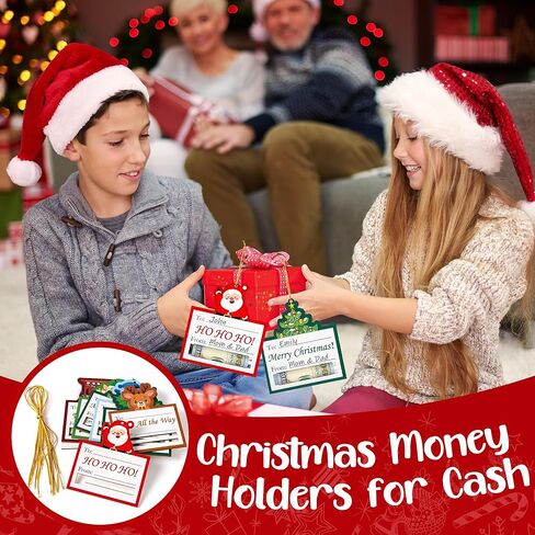 8 Pcs Christmas Money Holders for Cash Gift Funny Wooden Cash Holders Hanging Ornaments with Blessings Here's a Few Bucks Tree Charm Decorations for Xmas Winter Holiday New Year Party Favors in Saudi Arabia