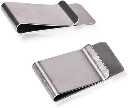 Small Men's Slim Money Clip Stainless Steel Credit Business Card Holder Pocket Cash Wallet(QB06 Two silver) in Saudi Arabia
