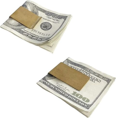 Small Men's Slim Money Clip Stainless Steel Credit Business Card Holder Pocket Cash Wallet(QB06 Two silver) in Saudi Arabia