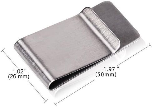 Small Men's Slim Money Clip Stainless Steel Credit Business Card Holder Pocket Cash Wallet(QB06 Two silver) in Saudi Arabia