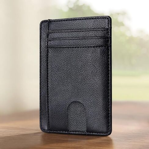 Wallet for Men Rfid Blocking Credit Card Holder for Men Women Leather Slim Thin Minimalist Rfid Card Holder Ridge Pocket Travel Wallet-Carbon Black in Saudi Arabia