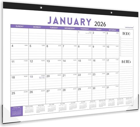 2025-2026 Desk Calendar - Desk Calendar 2025-2026, July 2025 - December 2026, 17" x 12", 18 Monthly Desk/Wall Calendar, Thick Paper with Corner Protectors, Large Ruled Blocks - Blue in Kuwait
