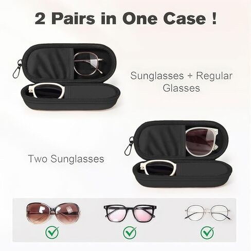 حافظة نظارات مزدوجة من البولي يوريثان بهيكل صلب متعدد صندوق تخزين النظارات مقاوم للصدمات ومحمول للسفر نظارات شمسية مزدوجة منظم النظارات للرجال والنساء in Kuwait