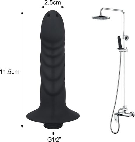 منظف ​​الدش السيليكون ذو 4 فتحات، نظام حقنة شرجية، فوهة دش مياه محمولة، مجموعة تنظيف مهبلية لشطف الشرج للرجال والنساء، أسود in Kuwait