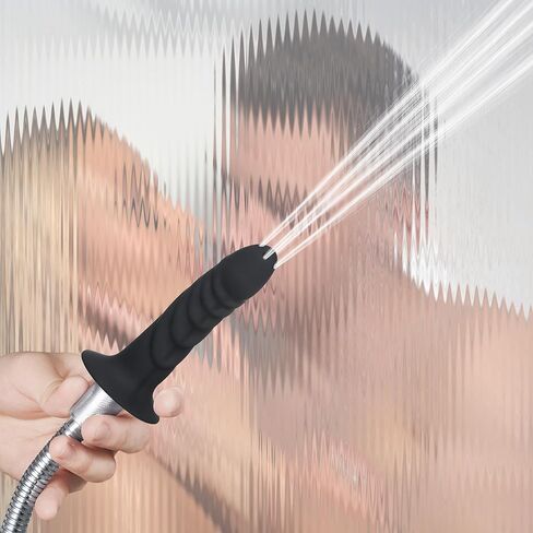 منظف ​​الدش السيليكون ذو 4 فتحات، نظام حقنة شرجية، فوهة دش مياه محمولة، مجموعة تنظيف مهبلية لشطف الشرج للرجال والنساء، أسود in Kuwait