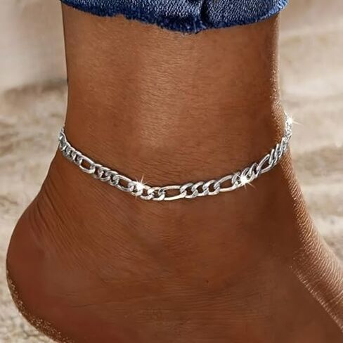 Unisex Figaro Anklet - 925 Sterling Silver Dual-Use Men'S And Women'S Bracelet Anklet - Timeless Style, Adjustable Length in Saudi Arabia