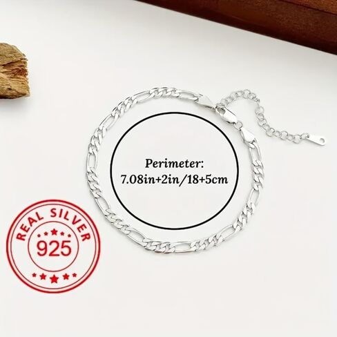 Unisex Figaro Anklet - 925 Sterling Silver Dual-Use Men'S And Women'S Bracelet Anklet - Timeless Style, Adjustable Length in Saudi Arabia