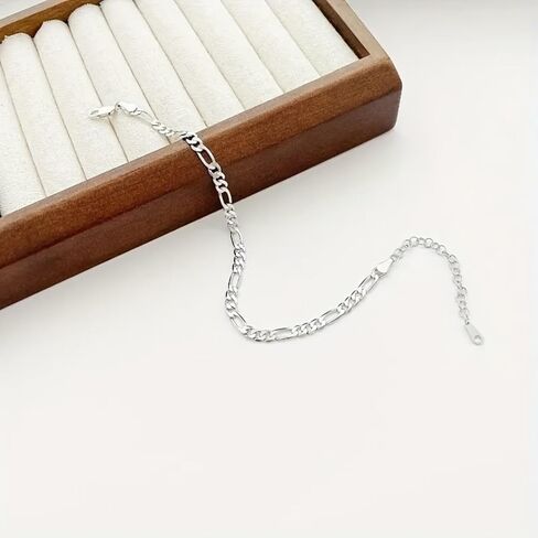 Unisex Figaro Anklet - 925 Sterling Silver Dual-Use Men'S And Women'S Bracelet Anklet - Timeless Style, Adjustable Length in Saudi Arabia