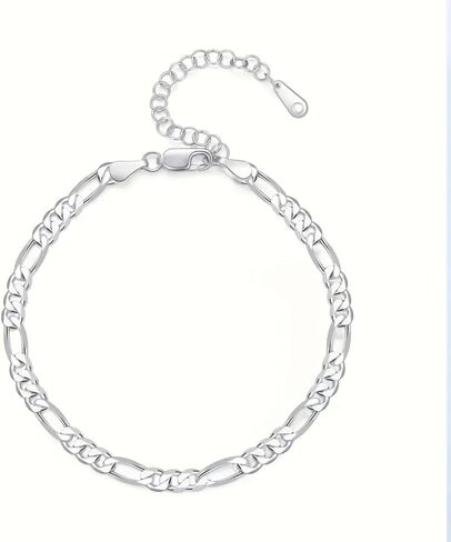 Unisex Figaro Anklet - 925 Sterling Silver Dual-Use Men'S And Women'S Bracelet Anklet - Timeless Style, Adjustable Length in Saudi Arabia