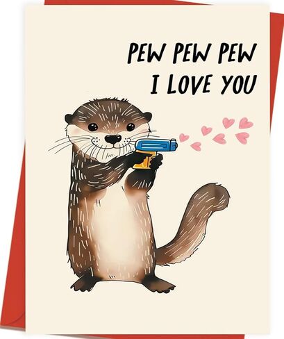 OJsensai Cute Otter Valentines Day Card for Husband Wife, Sweet Anniversary Birthday Gifts for Girlfriend Boyfriend, I Love You Card in Kuwait
