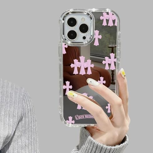 يناسب iPhone 15 Pro Max Case Bless Cross حافظة هاتف لهاتف iPhone 14 حافظة واقية مضادة للصدمات حافظة هاتف مرآة (وردي، 13/14) in Saudi Arabia