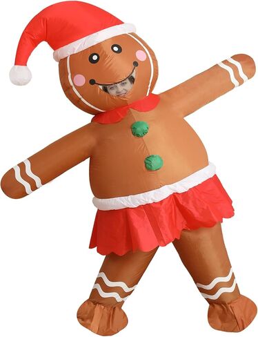 DUOLZ Gingerbread Man Costume Adult,Inflatable Christmas Costumes,Blow up Funny Giant Xmas Character Large Santa Inflatables Gingerbreads in Saudi Arabia