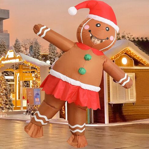 DUOLZ Gingerbread Man Costume Adult,Inflatable Christmas Costumes,Blow up Funny Giant Xmas Character Large Santa Inflatables Gingerbreads in Saudi Arabia