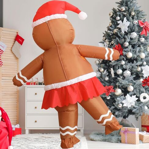 DUOLZ Gingerbread Man Costume Adult,Inflatable Christmas Costumes,Blow up Funny Giant Xmas Character Large Santa Inflatables Gingerbreads in Saudi Arabia