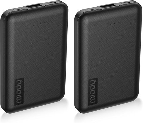 Miady 2-Pack 5000mAh Mini Portable Charger, 5V 2.4A USB-C Output Fast Charging Battery Pack Travel Small Power Bank Phone Charger Compatible with iPhone 16/15 Samsung S24/S22 Google iPad Android etc in Kuwait