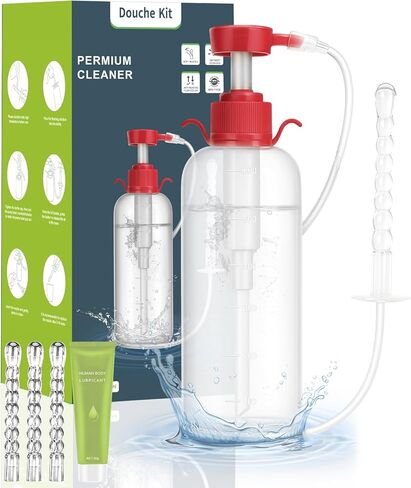Enema Kit for Colon Cleansing Anti Back-Flow - Anal Douche with Syringe Handle and 3 Nozzle Tip - Vaginal Douche for Women/Douches for Men - 600 ml / 20.29 OZ in Saudi Arabia