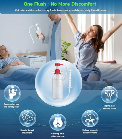 Enema Kit for Colon Cleansing Anti Back-Flow - Anal Douche with Syringe Handle and 3 Nozzle Tip - Vaginal Douche for Women/Douches for Men - 600 ml / 20.29 OZ in Saudi Arabia