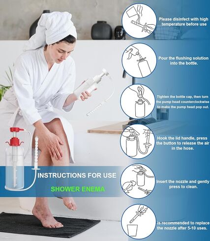 Enema Kit for Colon Cleansing Anti Back-Flow - Anal Douche with Syringe Handle and 3 Nozzle Tip - Vaginal Douche for Women/Douches for Men - 600 ml / 20.29 OZ in Saudi Arabia