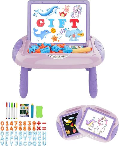 Unicorn Gift for 1-2 Years Old Girl, Girl Toys with Magnetic Letters and Numbers, Portable Doodle Board Easel, Learning and Educational Toy for 1-2 Years Old Girls (Pink) in Kuwait