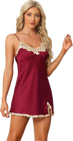 Allegra K Women's Satin Pajama Valentine's Day Cami Dress Sleepwear Spaghetti Strap Lounge Nightgowns in Saudi Arabia