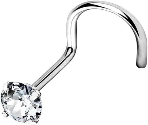 18g 20g CZ Titanium Nose Stud Screw Ring Dainty Piercing Nostril Hypoallergenic Nickel Free Body Jewelry in Saudi Arabia