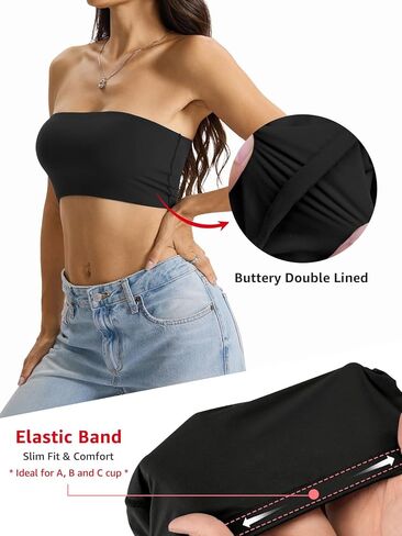 Womens Double Lined Tube Tops Crop Tank Top Non-Padded Strapless Bandeau Shirts Sexy Going Out Tops Summer 2026 in Saudi Arabia