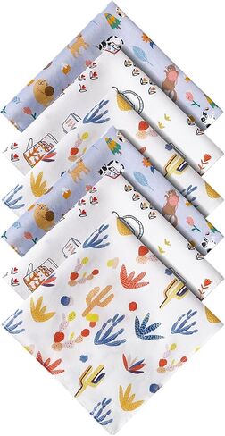 Handkerchiefs for Women, 3/6Pcs Soft Cotton Printed Women's Handkerchiefs Ladies' Floral Printing Hankies 13.78" in Saudi Arabia