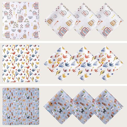 Handkerchiefs for Women, 3/6Pcs Soft Cotton Printed Women's Handkerchiefs Ladies' Floral Printing Hankies 13.78" in Saudi Arabia