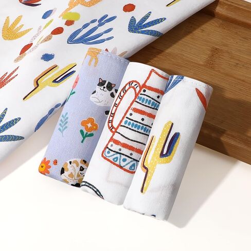 Handkerchiefs for Women, 3/6Pcs Soft Cotton Printed Women's Handkerchiefs Ladies' Floral Printing Hankies 13.78" in Saudi Arabia