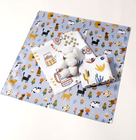Handkerchiefs for Women, 3/6Pcs Soft Cotton Printed Women's Handkerchiefs Ladies' Floral Printing Hankies 13.78" in Saudi Arabia