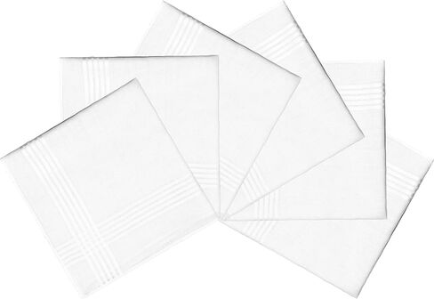 6 Pack Men's Handkerchiefs Cotton White Handkerchiefs for Men Solid Color Gents Hankies with Stripe for Wedding Party in Saudi Arabia