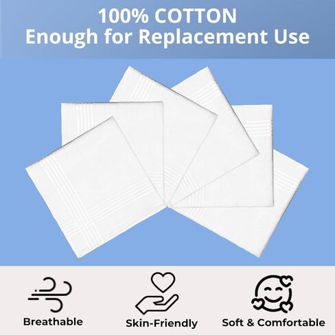 6 Pack Men's Handkerchiefs Cotton White Handkerchiefs for Men Solid Color Gents Hankies with Stripe for Wedding Party in Saudi Arabia