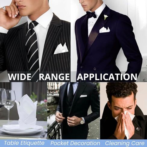 6 Pack Men's Handkerchiefs Cotton White Handkerchiefs for Men Solid Color Gents Hankies with Stripe for Wedding Party in Saudi Arabia
