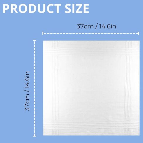 6 Pack Men's Handkerchiefs Cotton White Handkerchiefs for Men Solid Color Gents Hankies with Stripe for Wedding Party in Saudi Arabia