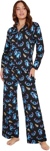 Disney Stitch 2 Pc Pajamas Set for Women, Teens, Soft Top, PJ Pants with Pockets, Lounge Set Sleepwear, for Women in Saudi Arabia
