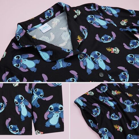 Disney Stitch 2 Pc Pajamas Set for Women, Teens, Soft Top, PJ Pants with Pockets, Lounge Set Sleepwear, for Women in Saudi Arabia