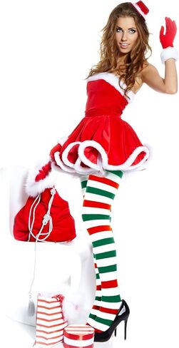 Sumind 3 Pairs Christmas Striped Tights Thigh High Red Green Stripe Stockings Xmas Elf Tight Women Halloween Costume in Saudi Arabia