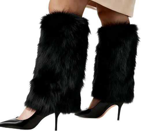 Women's Faux Fur Fluffy Leg Warmers Fuzzy Long Boot Costume Covers Furry For Christmas Halloween in Saudi Arabia