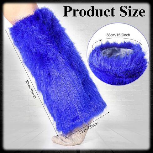 Adult Blue Plush Long Boots Cover Blue Fuzzy Leg Warmers Faux Fur Halloween Accessories for Halloween Theme Event Holiday Party in Saudi Arabia
