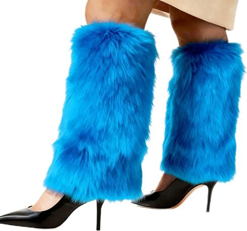 حذاء نسائي طويل من الفرو الصناعي لتدفئة الساق يغطي الفراء لعيد الميلاد والهالوين in Kuwait