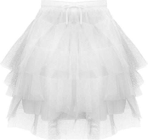 White 3 Layers Girl Petticoat Hoopless Crinoline Short Tulle Wedding Flower Girl Slip Underskirt in Kuwait