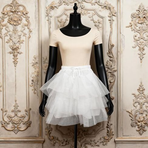 White 3 Layers Girl Petticoat Hoopless Crinoline Short Tulle Wedding Flower Girl Slip Underskirt in Kuwait