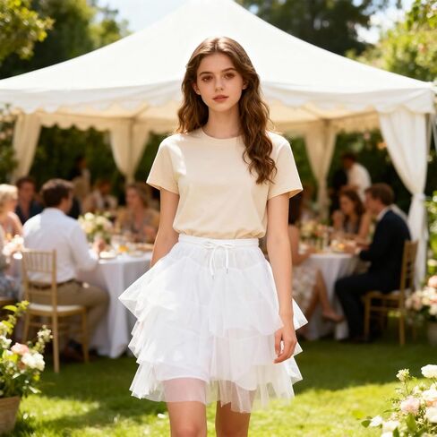 White 3 Layers Girl Petticoat Hoopless Crinoline Short Tulle Wedding Flower Girl Slip Underskirt in Kuwait