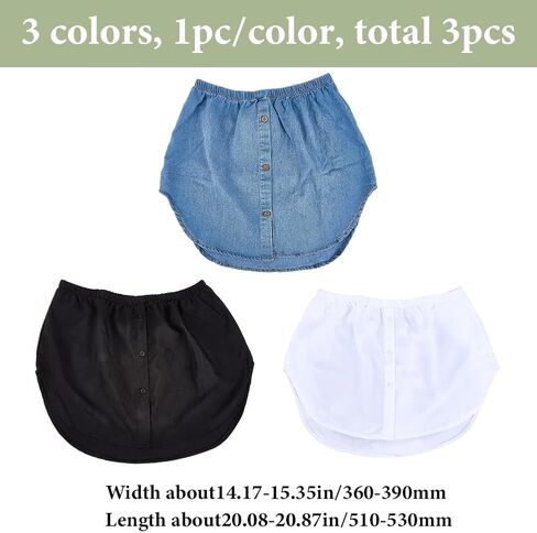 3Pcs 3 Colors Adjustable Shirt Extender Elastic Half Length Slips Layering Removable Underskirt with Buttons Polyester Faux Top Lower Sweep Skirts Extenders for Women Leggings Under Clothes in Saudi Arabia