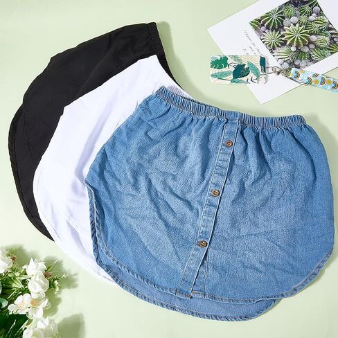 3Pcs 3 Colors Adjustable Shirt Extender Elastic Half Length Slips Layering Removable Underskirt with Buttons Polyester Faux Top Lower Sweep Skirts Extenders for Women Leggings Under Clothes in Saudi Arabia
