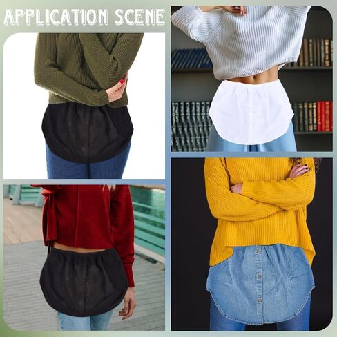3Pcs 3 Colors Adjustable Shirt Extender Elastic Half Length Slips Layering Removable Underskirt with Buttons Polyester Faux Top Lower Sweep Skirts Extenders for Women Leggings Under Clothes in Saudi Arabia